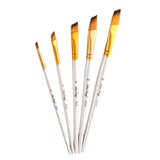 Maxbell 5 Sizes Professional Angular Paint Brush Nylon Hair Angled Paint Brushes Set Art Paintbrush for Artist Watercolor, Acrylic, Gouache, Oil Painting - Aladdin Shoppers