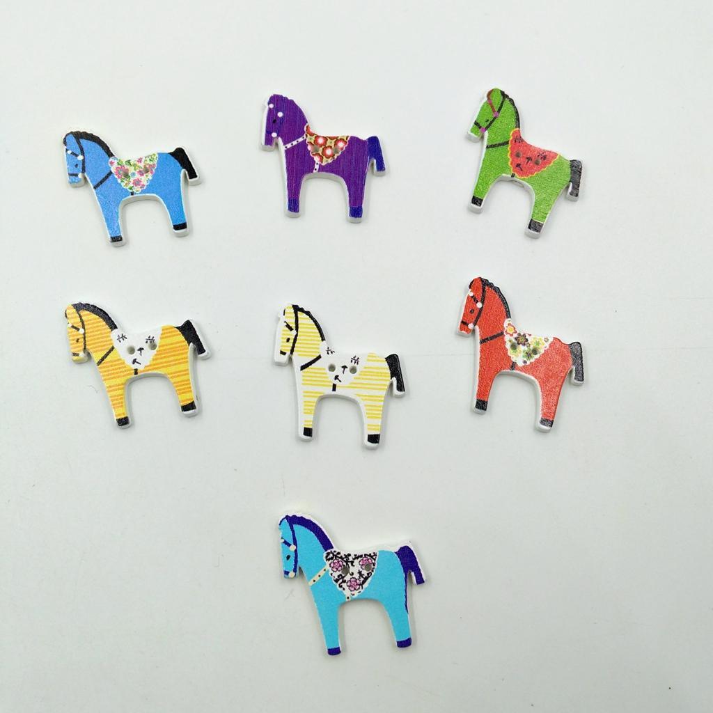 Maxbell 50 Pieces 2 Hole Mixed Horse Wood Buttons Clothing Decor DIY Sewing Scrapbooking - Aladdin Shoppers