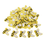Maxbell 50 Pieces Bee Shape Adhesive Wooden Shapes Embellishments for Scrapbooking Kids Craft Cardmaking - Aladdin Shoppers