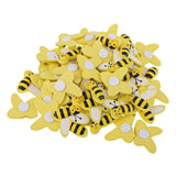 Maxbell 50 Pieces Bee Shape Adhesive Wooden Shapes Embellishments for Scrapbooking Kids Craft Cardmaking - Aladdin Shoppers