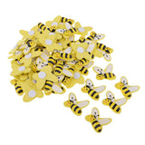 Maxbell 50 Pieces Bee Shape Adhesive Wooden Shapes Embellishments for Scrapbooking Kids Craft Cardmaking - Aladdin Shoppers