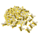 Maxbell 50 Pieces Bee Shape Adhesive Wooden Shapes Embellishments for Scrapbooking Kids Craft Cardmaking - Aladdin Shoppers