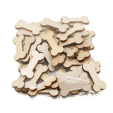Maxbell 50 Pieces Bone Shape Unfinished Wood Slices Embellishments for Art Craft 30x14mm - Aladdin Shoppers
