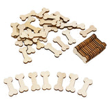 Maxbell 50 Pieces Bone Shape Unfinished Wood Slices Embellishments for Art Craft 30x14mm - Aladdin Shoppers