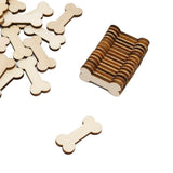 Maxbell 50 Pieces Bone Shape Unfinished Wood Slices Embellishments for Art Craft 30x14mm - Aladdin Shoppers