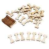 Maxbell 50 Pieces Bone Shape Unfinished Wood Slices Embellishments for Art Craft 30x14mm - Aladdin Shoppers