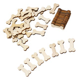 Maxbell 50 Pieces Bone Shape Unfinished Wood Slices Embellishments for Art Craft 30x14mm - Aladdin Shoppers