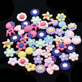 Maxbell 50 Pieces Lots Mixed DIY Kawaii Flatbacks Resin Flat Back Flowers Star Lollipop Cabochon Buttons Scrapbooking Slime Charm DIY Embellishment Craft - Aladdin Shoppers