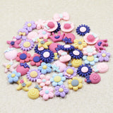 Maxbell 50 Pieces Lots Mixed DIY Kawaii Flatbacks Resin Flat Back Flowers Star Lollipop Cabochon Buttons Scrapbooking Slime Charm DIY Embellishment Craft - Aladdin Shoppers