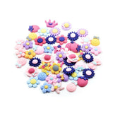 Maxbell 50 Pieces Lots Mixed DIY Kawaii Flatbacks Resin Flat Back Flowers Star Lollipop Cabochon Buttons Scrapbooking Slime Charm DIY Embellishment Craft - Aladdin Shoppers