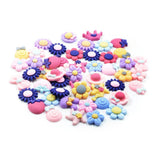 Maxbell 50 Pieces Lots Mixed DIY Kawaii Flatbacks Resin Flat Back Flowers Star Lollipop Cabochon Buttons Scrapbooking Slime Charm DIY Embellishment Craft - Aladdin Shoppers