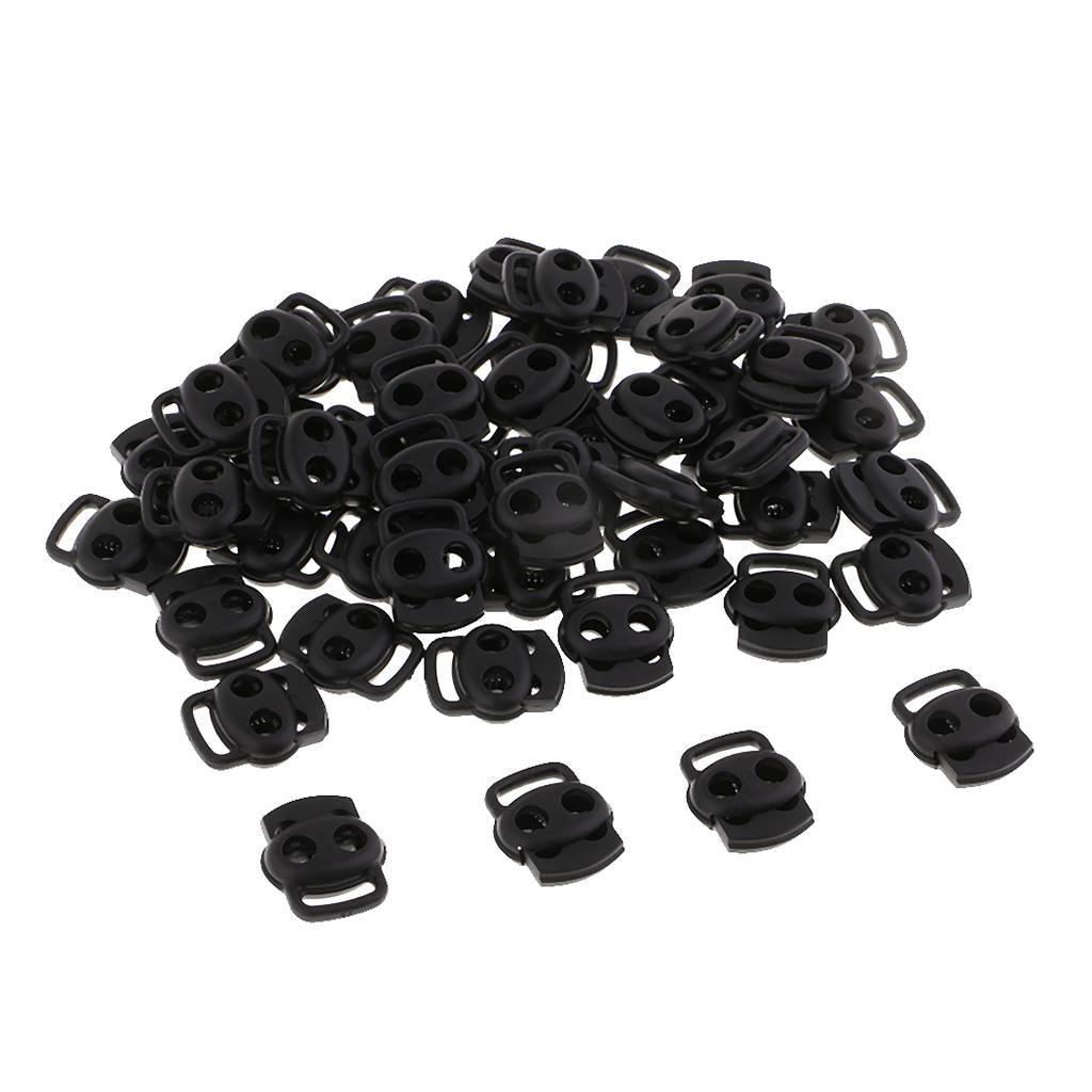 Maxbell 50 Pieces Plastic Oval Bean Double Hole String Stopper Toggle Buckle Cord Locks End for Lanyard Backpack Sportwear Shoelace Tent - Aladdin Shoppers