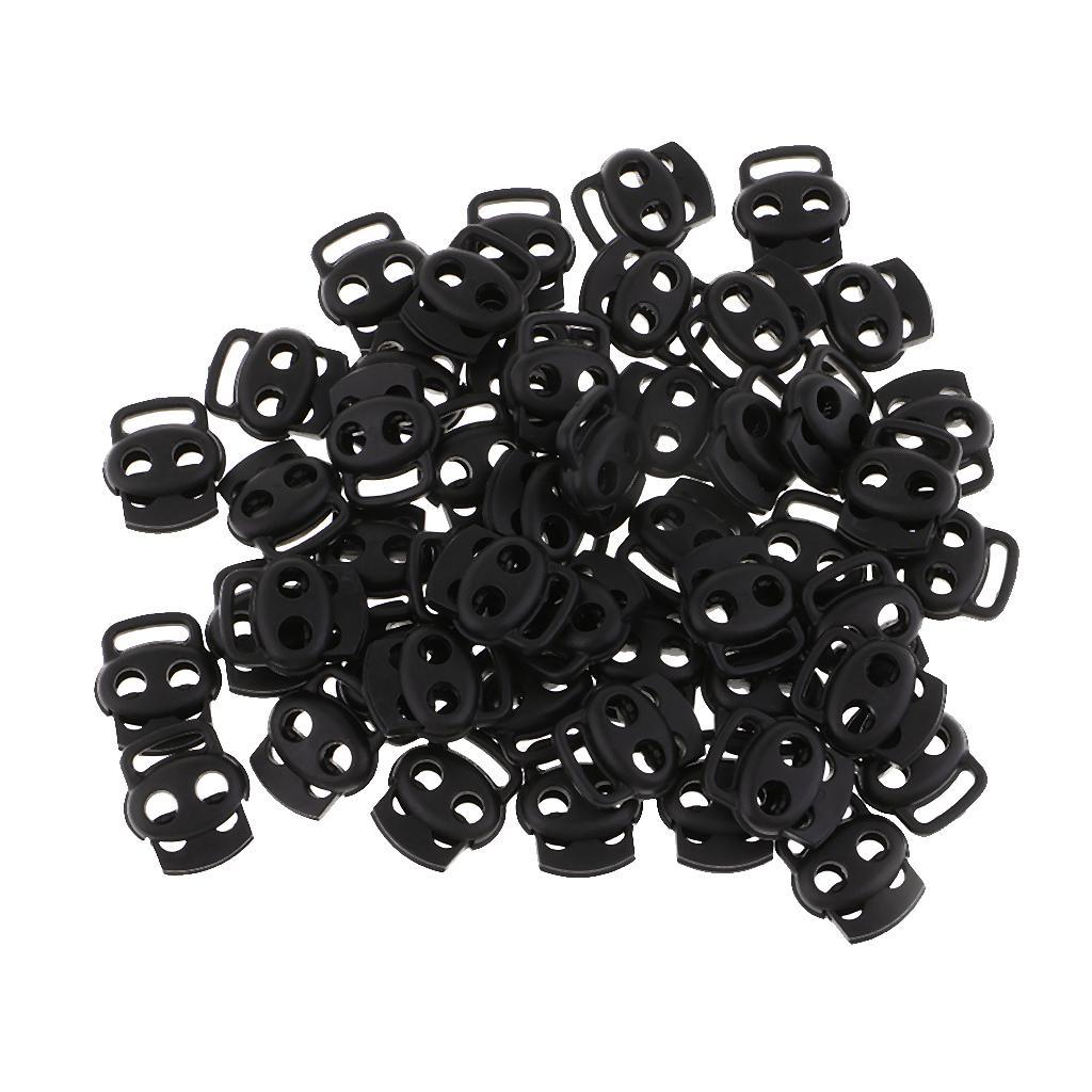 Maxbell 50 Pieces Plastic Oval Bean Double Hole String Stopper Toggle Buckle Cord Locks End for Lanyard Backpack Sportwear Shoelace Tent - Aladdin Shoppers