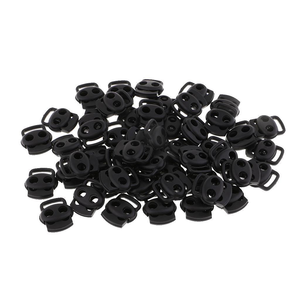 Maxbell 50 Pieces Plastic Oval Bean Double Hole String Stopper Toggle Buckle Cord Locks End for Lanyard Backpack Sportwear Shoelace Tent - Aladdin Shoppers