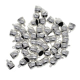 Maxbell 50 Pieces Silver Plated Copper DIY Jewelry Findings fit 10mm Leather Cord Tassel End Caps For Jewelry Making Connectors - Aladdin Shoppers
