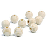 Maxbell 50 Pieces Striped Unfinished Wood Spacer Beads for Jewelry Making Crafts 12mm