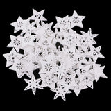 Maxbell 50 Pieces White Wood Cutouts Star Shapes Wood Snowflake Wooden Decorations Embellishment for DIY Craft Scrapbooking Card Making Christmas Decoration - Aladdin Shoppers