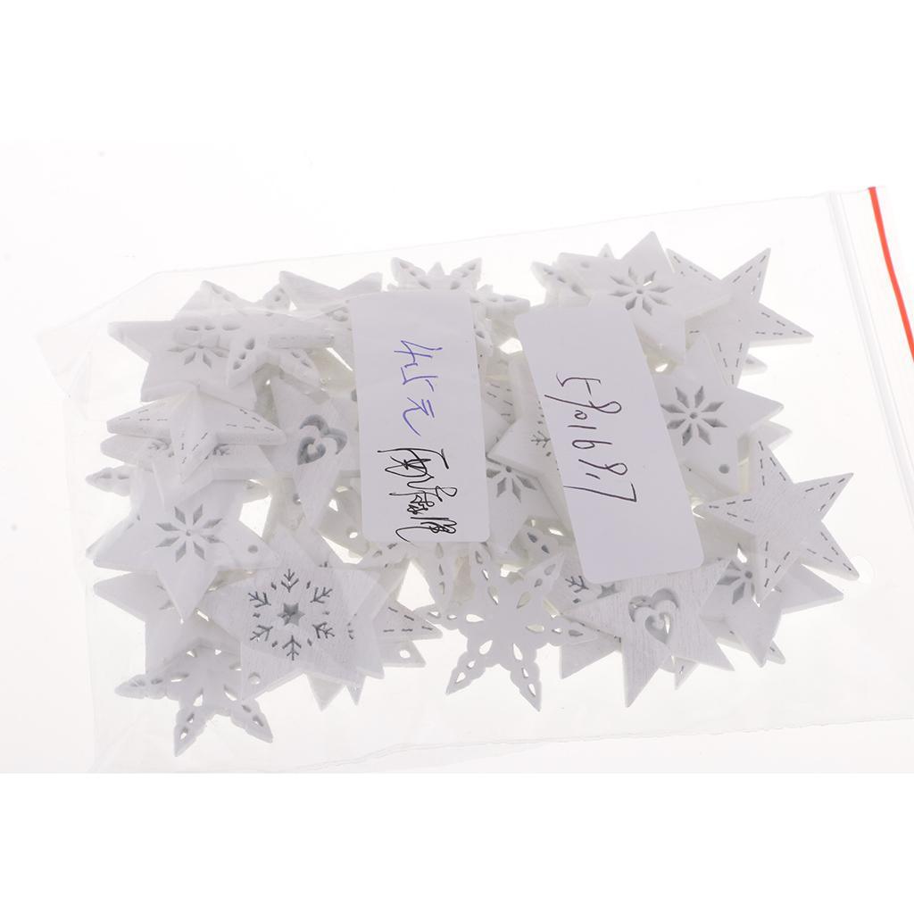 Maxbell 50 Pieces White Wood Cutouts Star Shapes Wood Snowflake Wooden Decorations Embellishment for DIY Craft Scrapbooking Card Making Christmas Decoration - Aladdin Shoppers