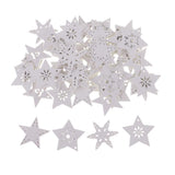 Maxbell 50 Pieces White Wood Cutouts Star Shapes Wood Snowflake Wooden Decorations Embellishment for DIY Craft Scrapbooking Card Making Christmas Decoration - Aladdin Shoppers