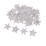 Maxbell 50 Pieces White Wood Cutouts Star Shapes Wood Snowflake Wooden Decorations Embellishment for DIY Craft Scrapbooking Card Making Christmas Decoration - Aladdin Shoppers