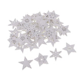 Maxbell 50 Pieces White Wood Cutouts Star Shapes Wood Snowflake Wooden Decorations Embellishment for DIY Craft Scrapbooking Card Making Christmas Decoration - Aladdin Shoppers
