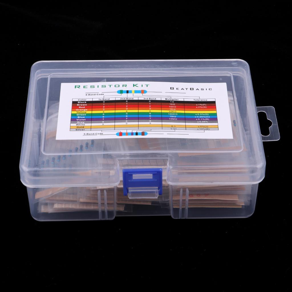 Maxbell 50 Values 1% Resistor Kit Assortment 1 Ohm - 10M Ohm (Pack of 1000) - Aladdin Shoppers