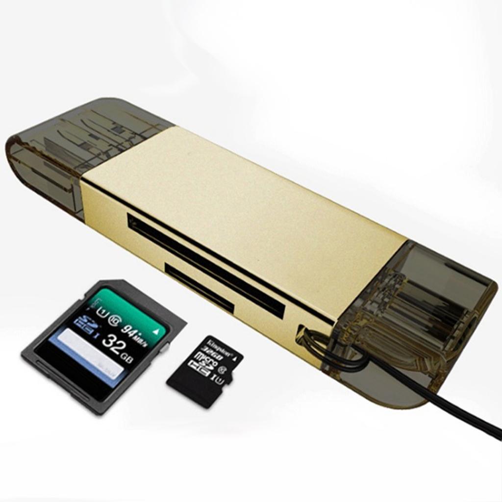Maxbell 5in1 Multifunctional Type C/USB2.0/Micro USB SD/TF Card Reader Golden+Silver - Aladdin Shoppers