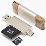 Maxbell 5in1 Multifunctional Type C/USB2.0/Micro USB SD/TF Card Reader Golden+Silver - Aladdin Shoppers