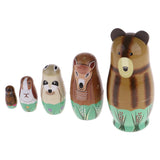 Maxbell 5Pcs Wooden Russian Nesting Dolls Matryoshka - Hand Paited Bear Kids Toys - Aladdin Shoppers