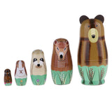 Maxbell 5Pcs Wooden Russian Nesting Dolls Matryoshka - Hand Paited Bear Kids Toys - Aladdin Shoppers