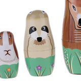 Maxbell 5Pcs Wooden Russian Nesting Dolls Matryoshka - Hand Paited Bear Kids Toys - Aladdin Shoppers