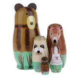 Maxbell 5Pcs Wooden Russian Nesting Dolls Matryoshka - Hand Paited Bear Kids Toys - Aladdin Shoppers