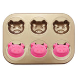 Maxbell 6-Cup Carbon Steel Cake Mould Baking Tray Pan Bakeware Pig's Head - Aladdin Shoppers