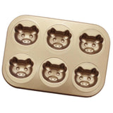 Maxbell 6-Cup Carbon Steel Cake Mould Baking Tray Pan Bakeware Pig's Head - Aladdin Shoppers