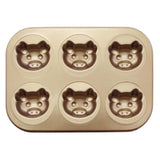 Maxbell 6-Cup Carbon Steel Cake Mould Baking Tray Pan Bakeware Pig's Head - Aladdin Shoppers