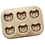 Maxbell 6-Cup Carbon Steel Cake Mould Baking Tray Pan Bakeware Pig's Head - Aladdin Shoppers
