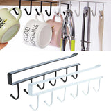 Maxbell 6 Hook Kitchen Under Shelf Cabinet Rack Mug Tea Cup Holder Storage Hook Black - Aladdin Shoppers