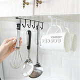Maxbell 6 Hook Kitchen Under Shelf Cabinet Rack Mug Tea Cup Holder Storage Hook Black - Aladdin Shoppers