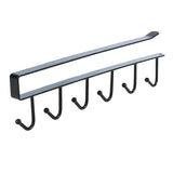 Maxbell 6 Hook Kitchen Under Shelf Cabinet Rack Mug Tea Cup Holder Storage Hook Black - Aladdin Shoppers