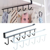 Maxbell 6 Hook Kitchen Under Shelf Cabinet Rack Mug Tea Cup Holder Storage Hook Black - Aladdin Shoppers