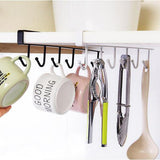 Maxbell 6 Hook Kitchen Under Shelf Cabinet Rack Mug Tea Cup Holder Storage Hook White - Aladdin Shoppers