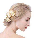 Maxbell 6 pcs Flower Hair Pin Wedding Bride Hair Access Hairpin Jewelry Women Yellow - Aladdin Shoppers
