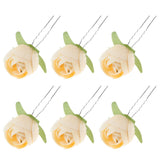 Maxbell 6 pcs Flower Hair Pin Wedding Bride Hair Access Hairpin Jewelry Women Yellow - Aladdin Shoppers