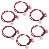 Maxbell 6 Piece Girl Ponytail Hair Rope Wreath Elastic Pearl Headdress White Diamond - Aladdin Shoppers