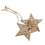 Maxbell 6 Pieces Mixed Natural Wood Star Heart Tree Shape Ornaments Xmas Hanging Decoration - Aladdin Shoppers