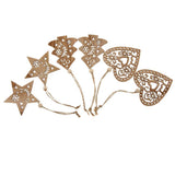 Maxbell 6 Pieces Mixed Natural Wood Star Heart Tree Shape Ornaments Xmas Hanging Decoration - Aladdin Shoppers