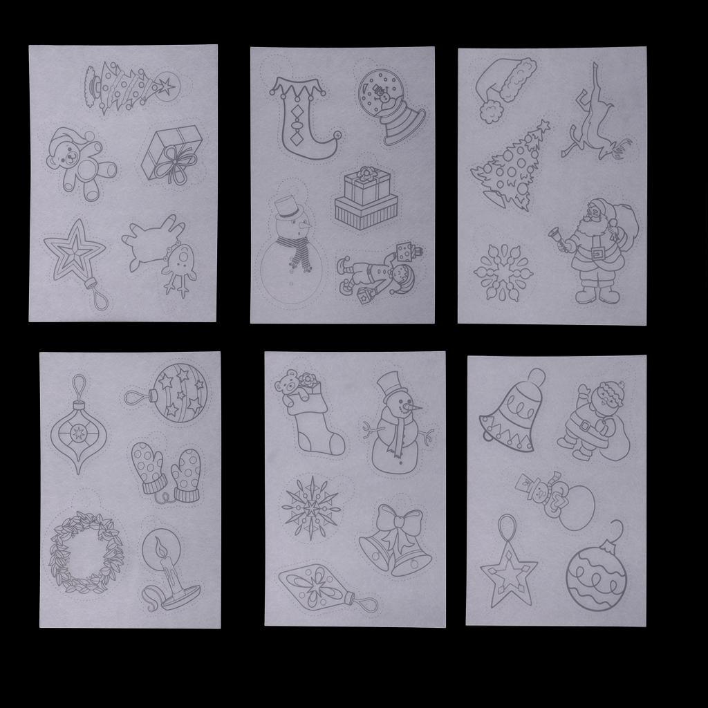 Maxbell 6 Pieces Multi Patterns Christmas DIY Printer Inkjet White Shrink Plastic Sheets Shrinkable Paper Film for Making Xmas Jewelry /Craft / Decorations - Aladdin Shoppers