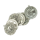 Maxbell 6 Pieces Tibetan Silver Caribbean Aztec coin Medallion Skull Charm Necklace Pendant - Aladdin Shoppers