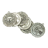 Maxbell 6 Pieces Tibetan Silver Caribbean Aztec coin Medallion Skull Charm Necklace Pendant - Aladdin Shoppers