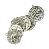 Maxbell 6 Pieces Tibetan Silver Caribbean Aztec coin Medallion Skull Charm Necklace Pendant - Aladdin Shoppers